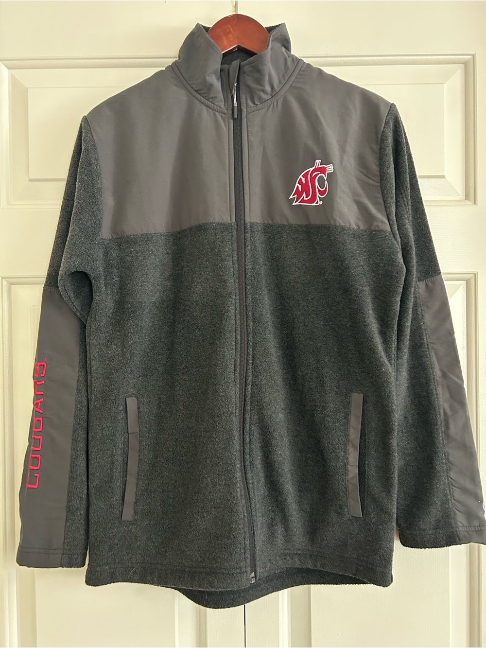 Champion Gray Zip-Up Fleece Washington State Cougars Authentic Fan Gear, Men’s S